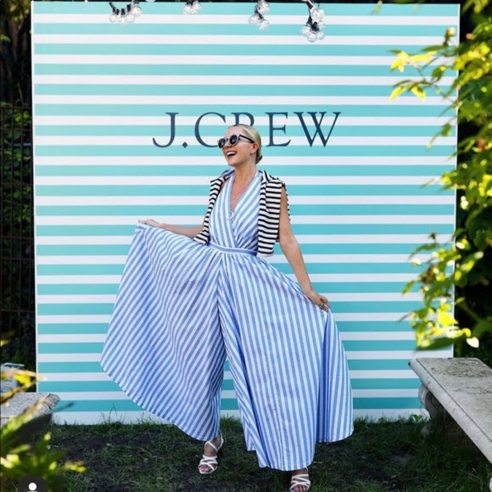 J.CREW Size 2 Striped Jumpsuit As Seen on Blair Eadie